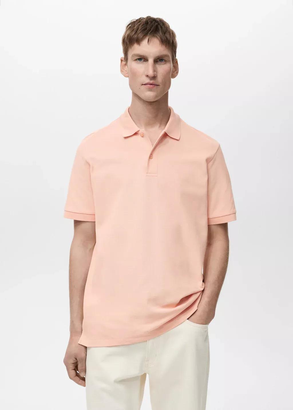 Pastel Pink Cotton Pique Polo, , medium
