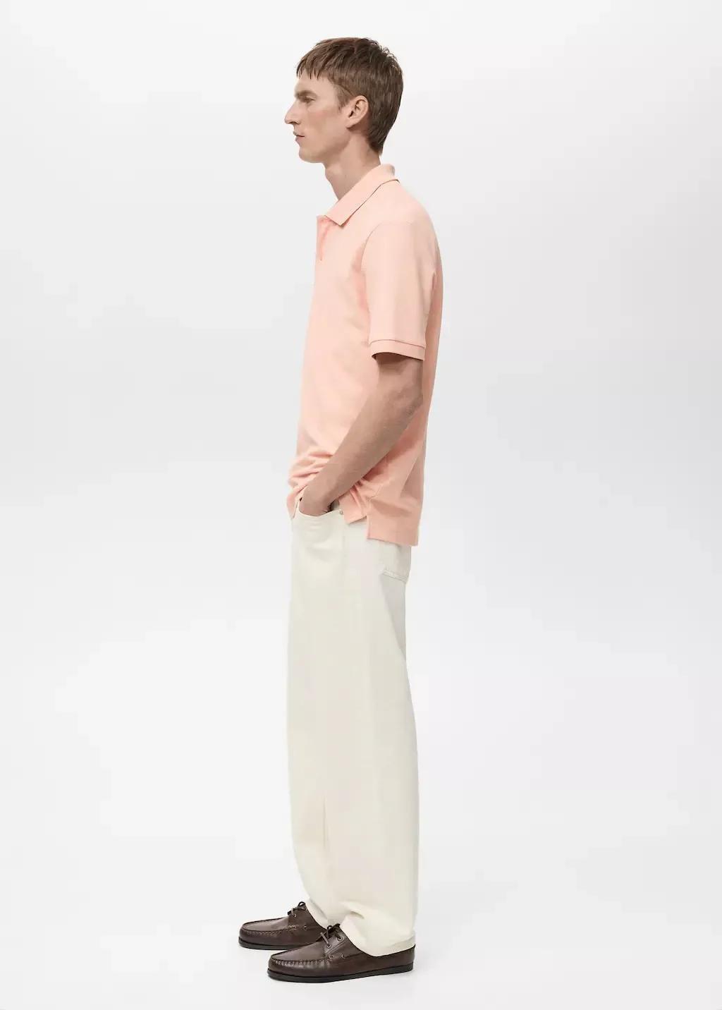Pastel Pink Cotton Pique Polo, , large image number 2