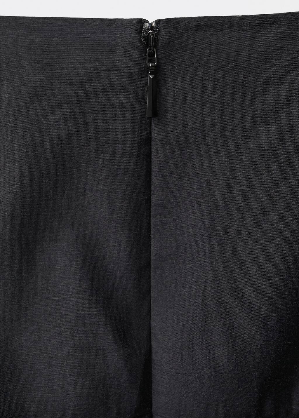 Black Semi-Transparent Silk Midi-Skirt, , large image number 4