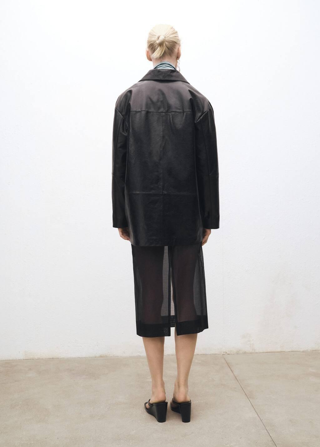 Black Semi-Transparent Silk Midi-Skirt, , large image number 5