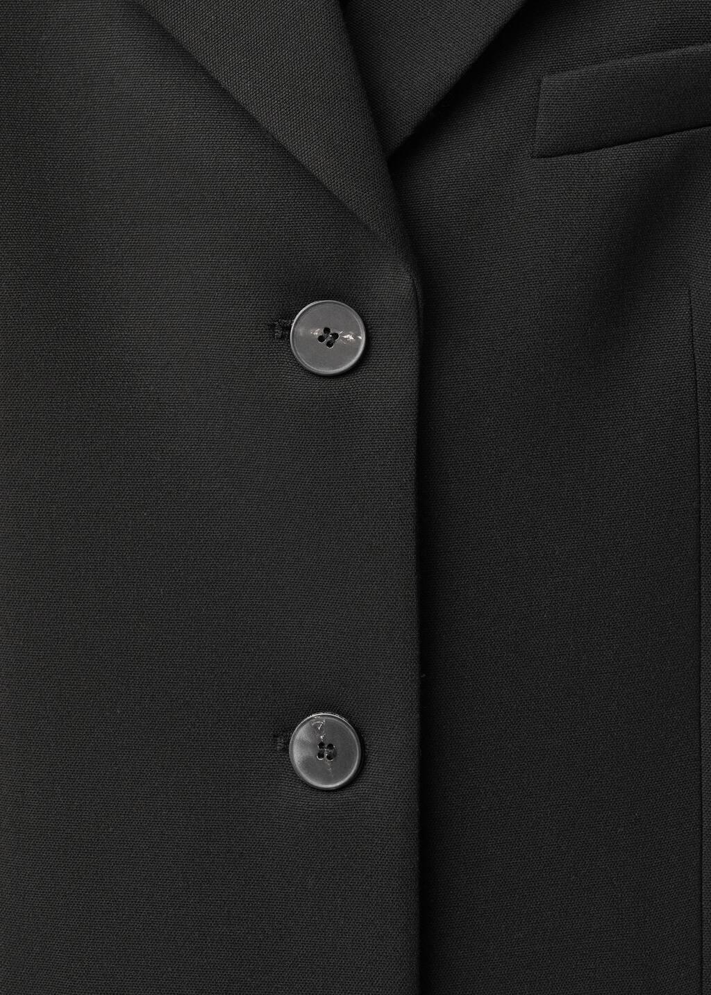 Black Straight Button Suit Blazer, , large image number 4