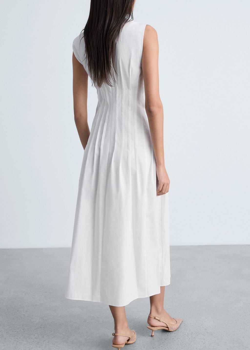 White Textured Pleated Midi, , large image number 1