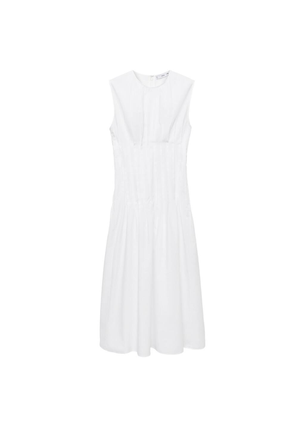 White Textured Pleated Midi, , large image number 6