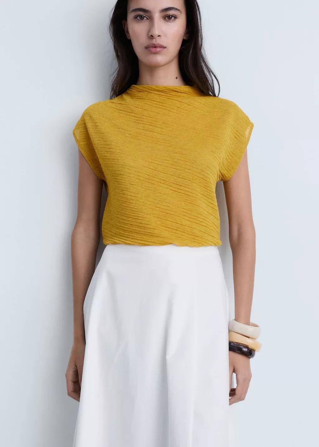White Long Flared Skirt With Opening, , large image number 1