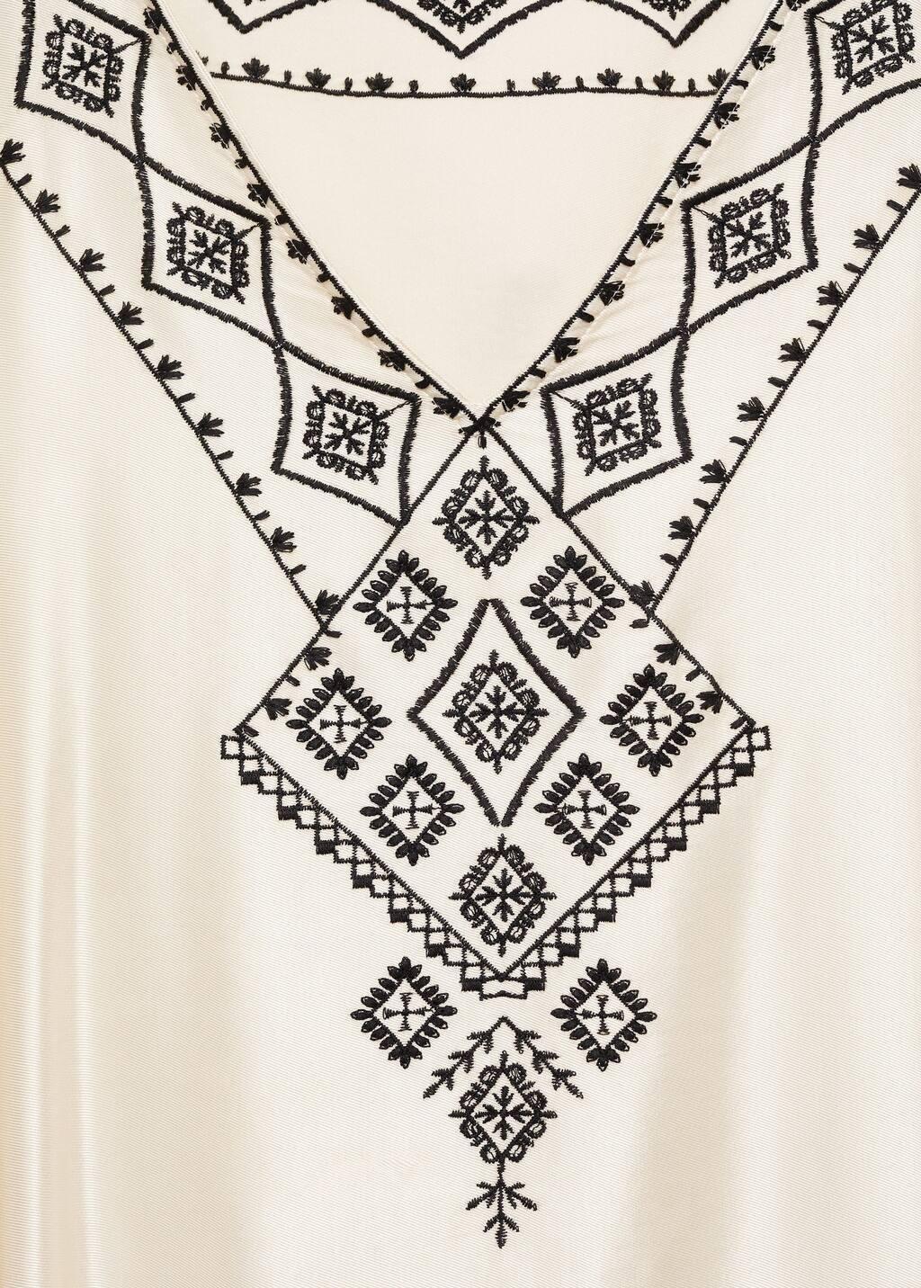 Beige Embroidered Satin Kaftan, , large image number 2