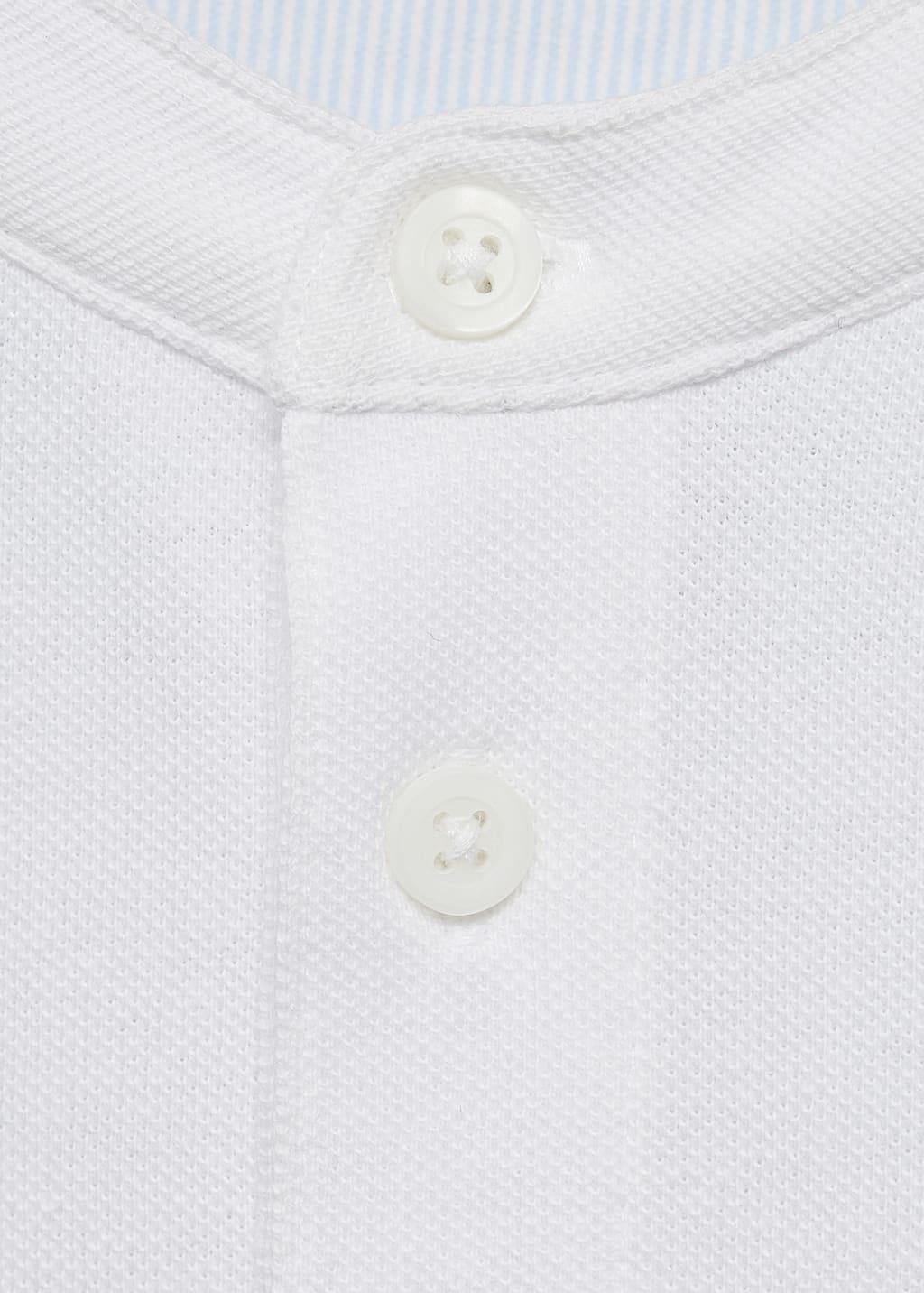 White Mao Collar Polo Shirt, Kids Boys, , large image number 2