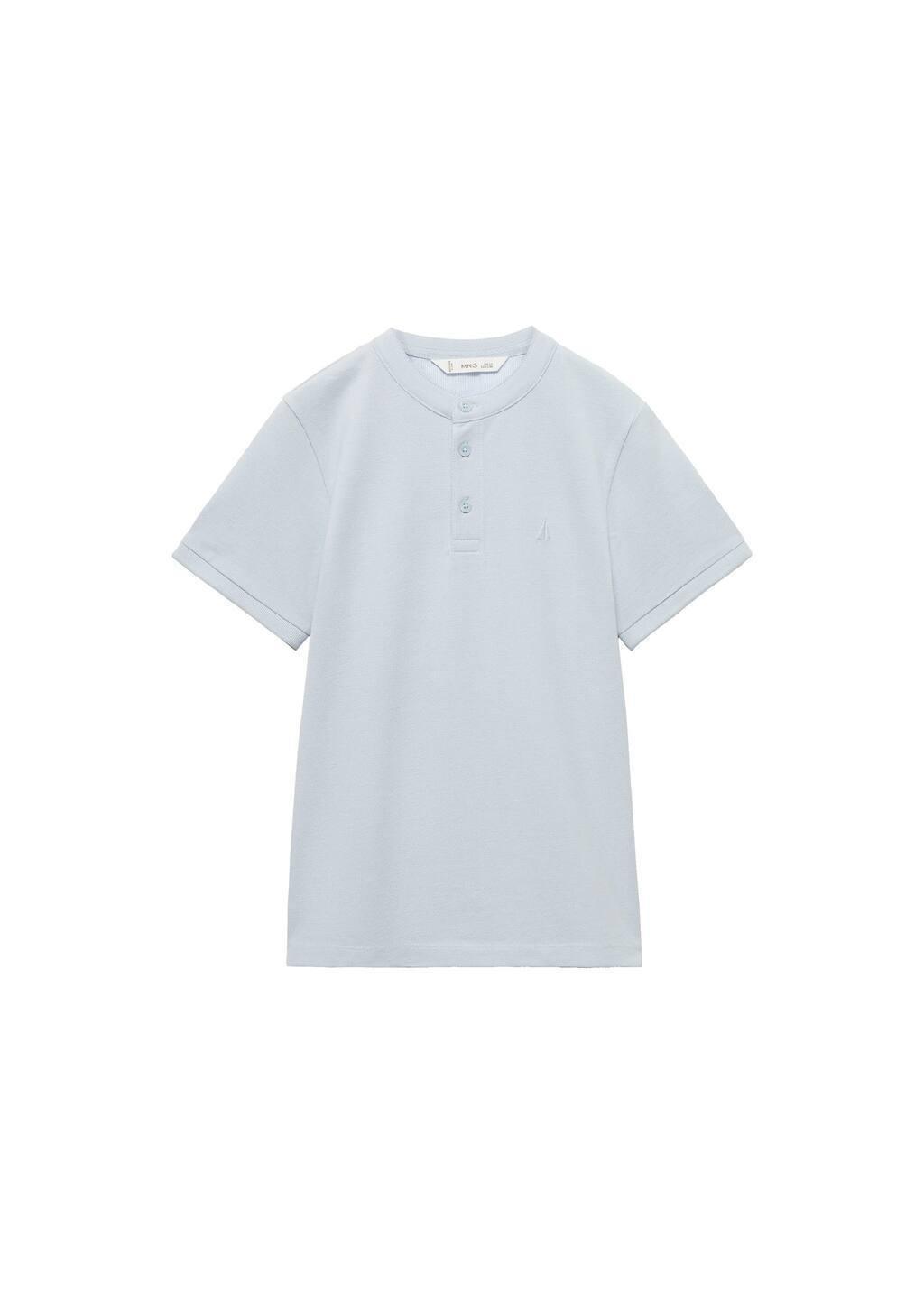 Blue Mao Collar Polo Shirt, Kids Boys, , medium