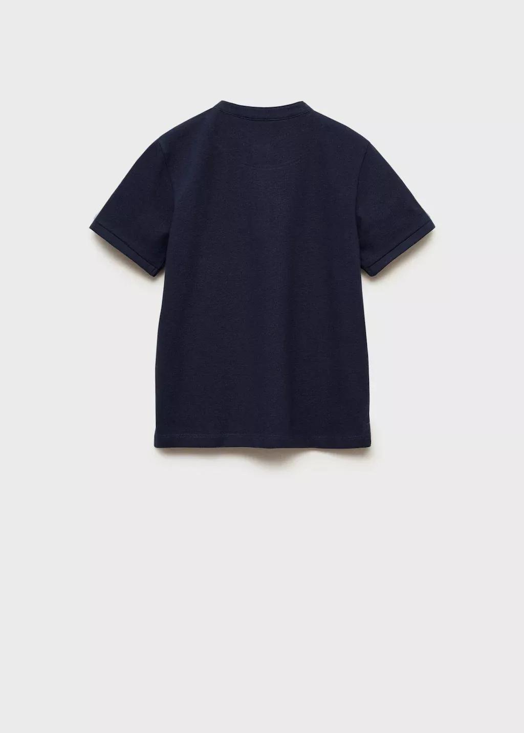 Navy Mao Collar Polo Shirt, Kids Boys, , large image number 1