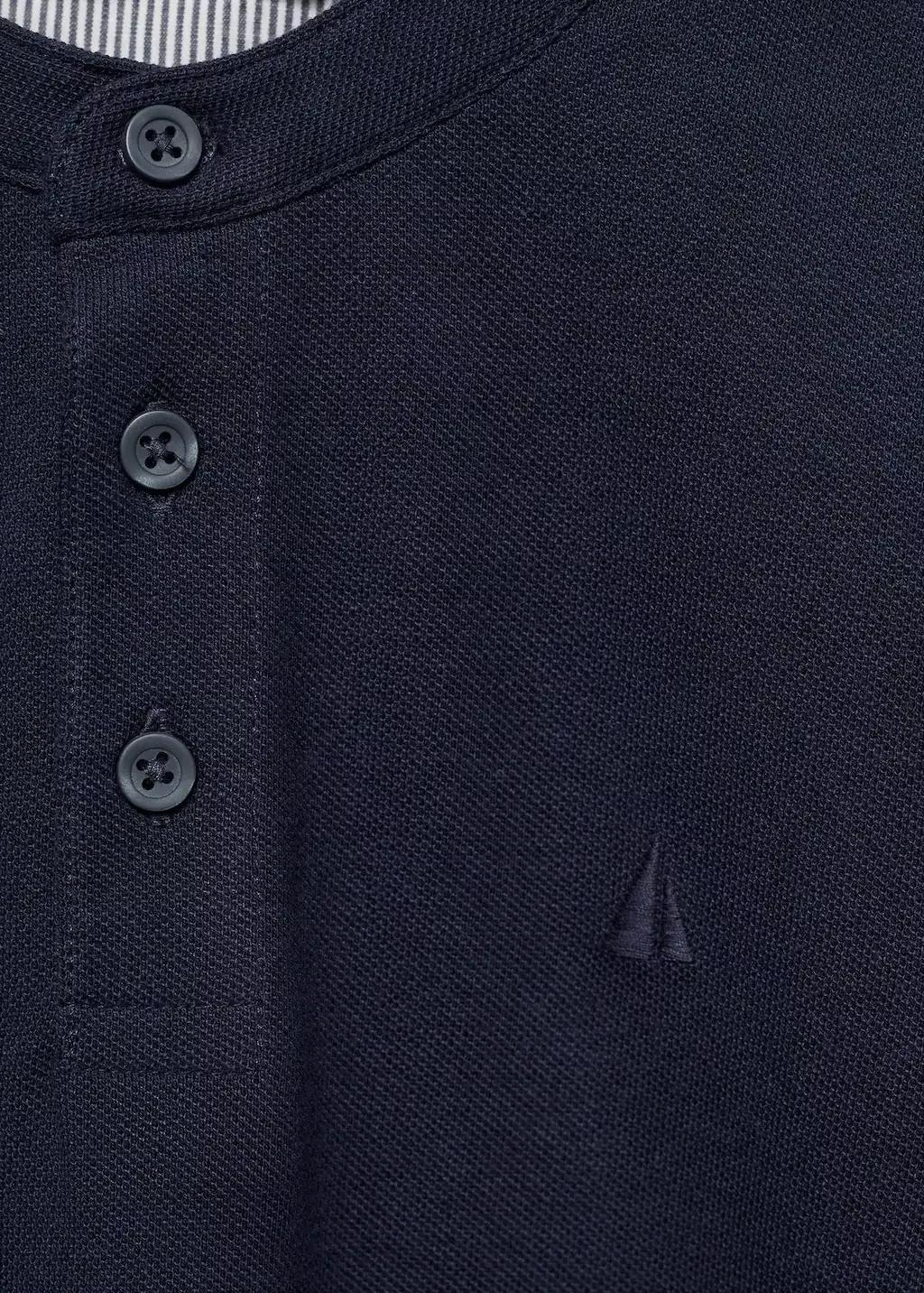 Navy Mao Collar Polo Shirt, Kids Boys, , large image number 2