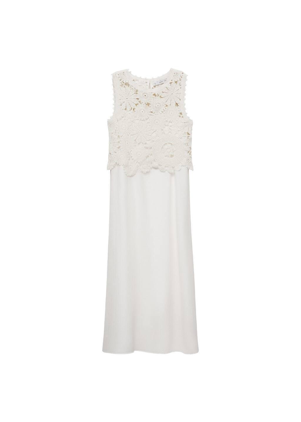 White Crochet Top Midi Dress, Natural White, large image number 3