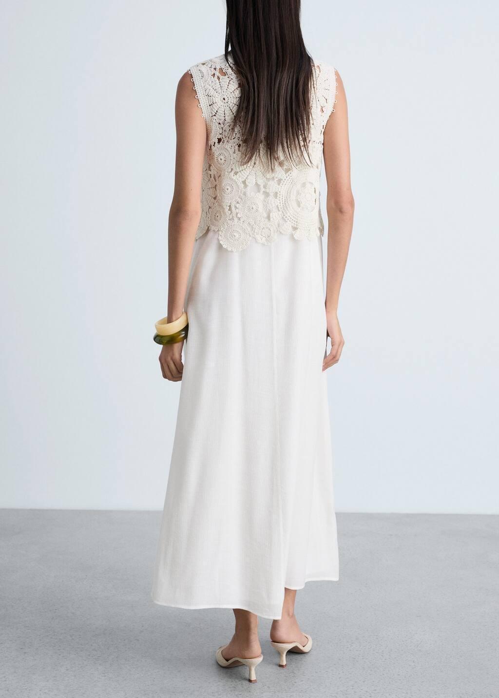 White Crochet Top Midi Dress, , large image number 4
