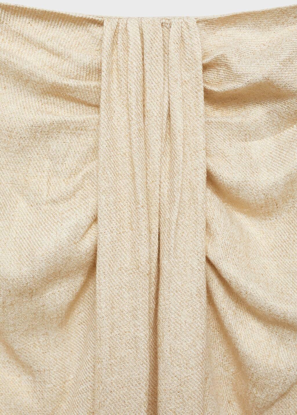 Gold Linen Blend Draped Midi Skirt, , large image number 3