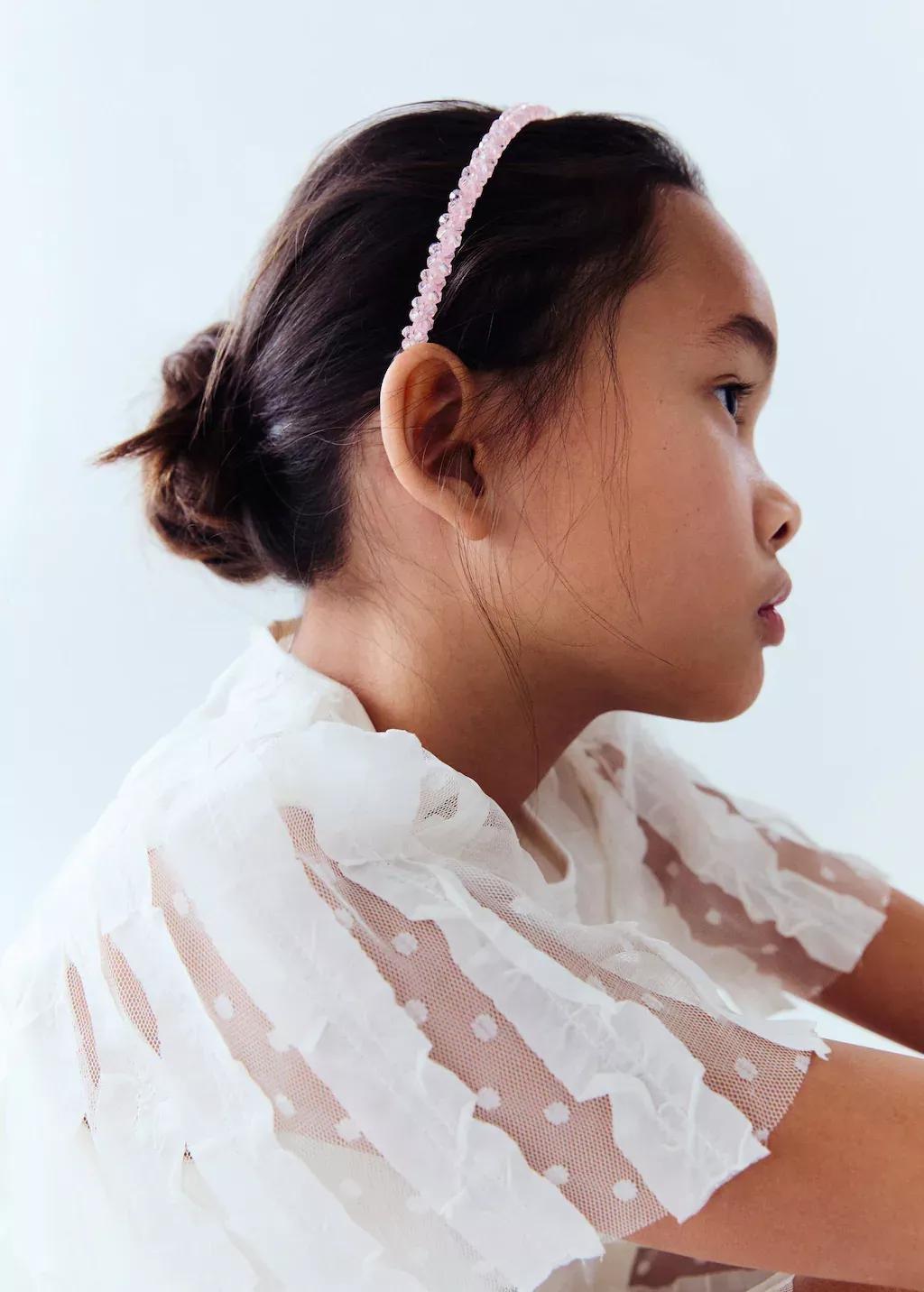 Pink Faceted Crystal Hairband, Kids Girl, Pink, large image number 1