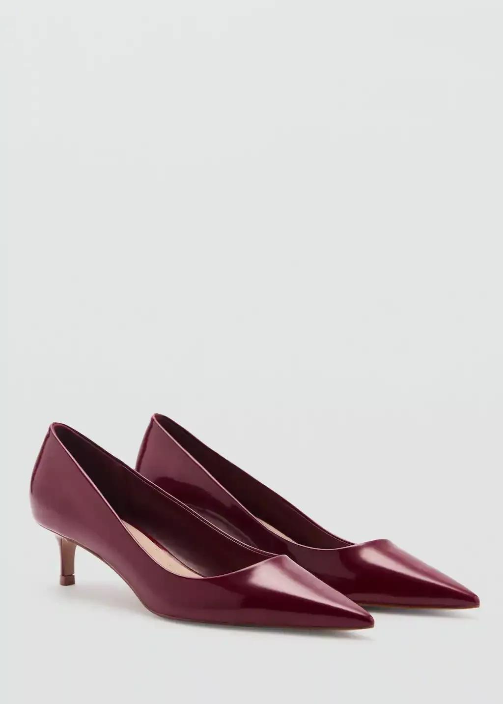 Red Kitten Pointed Toe Shoe With Patent Leather Effect, , large image number 0