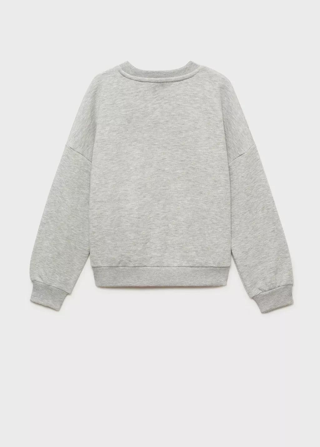 Grey Lt Pastel Cotton Sweatshirt With Embroidered Message, Kids Girl, , large image number 1