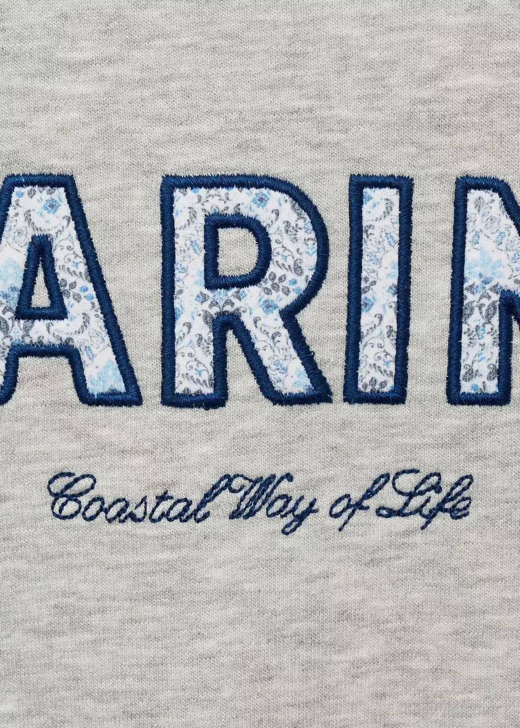 Grey Lt Pastel Cotton Sweatshirt With Embroidered Message, Kids Girl, , large image number 3