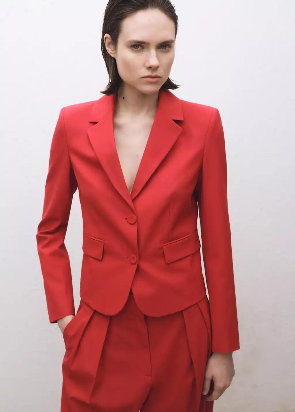 Red Wool-Blend Suit Jacket, , large image number 0