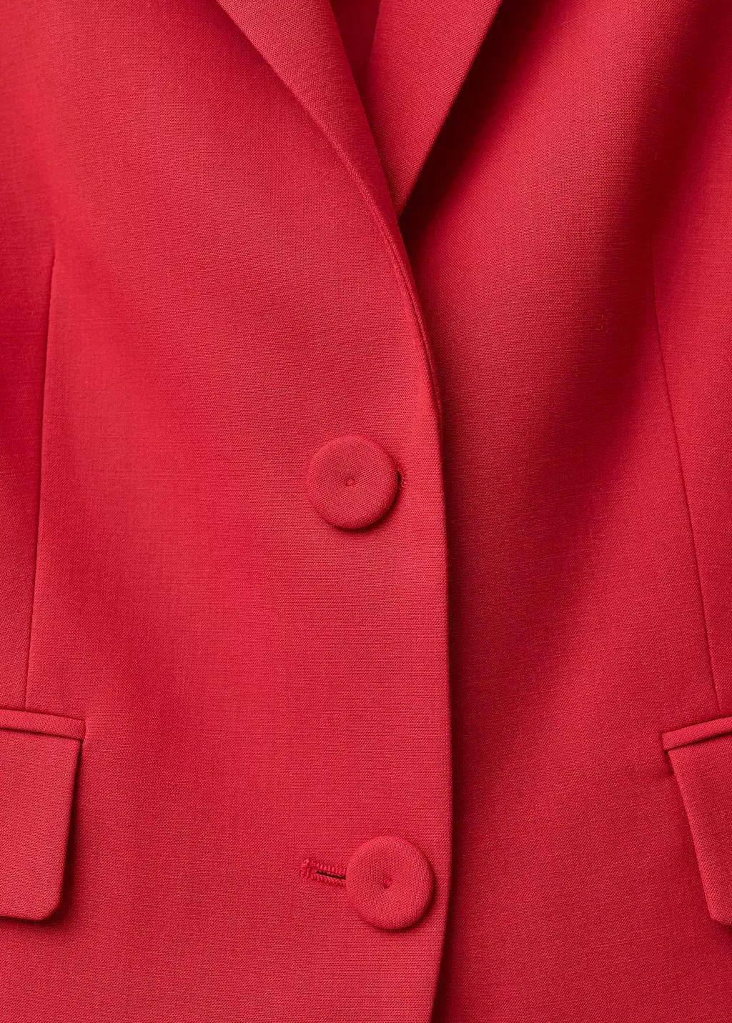 Red Wool-Blend Suit Jacket, , large image number 2