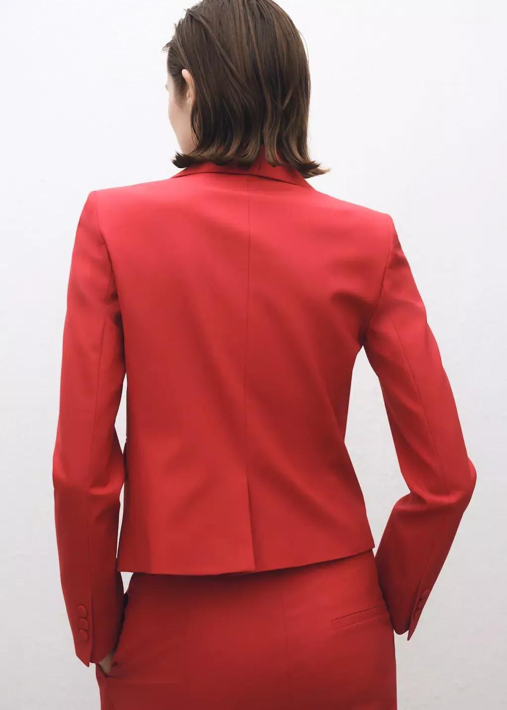 Red Wool-Blend Suit Jacket, , large image number 4