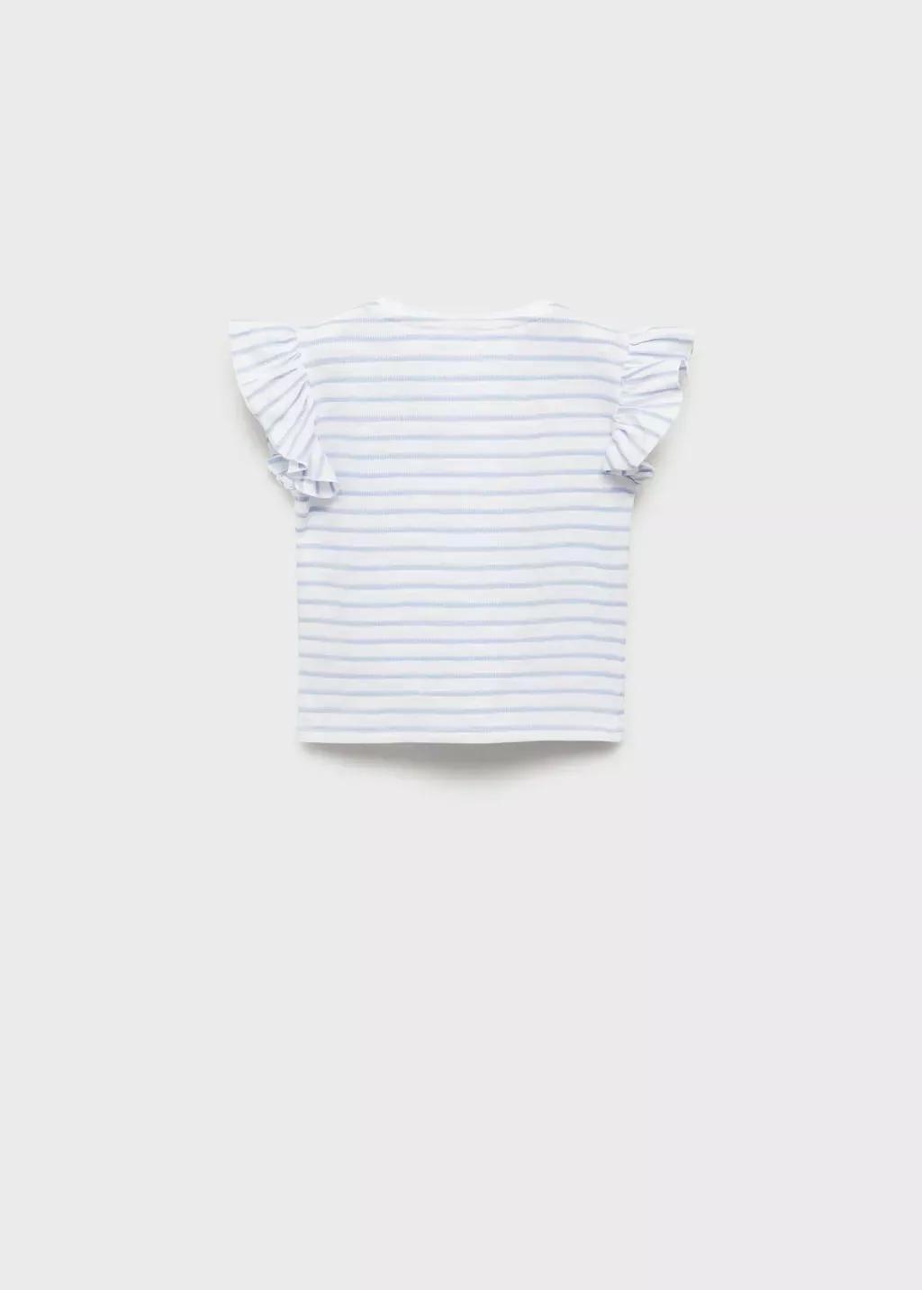 White Cotton Striped T-Shirt, Kids Girls, , large image number 2