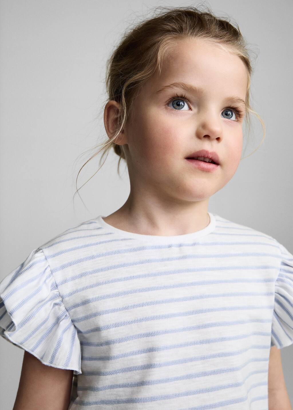 White Cotton Striped T-Shirt, Kids Girls, , large image number 3