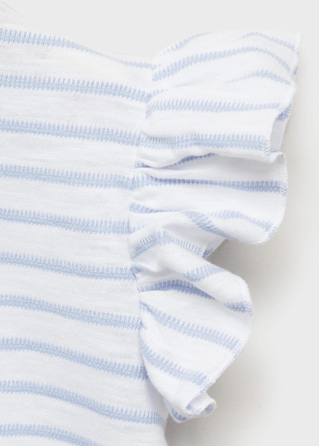 White Cotton Striped T-Shirt, Kids Girls, , large image number 4
