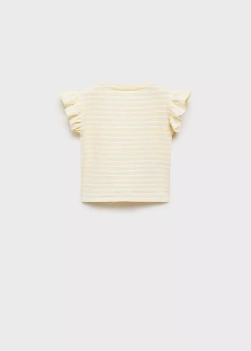 Yellow Cotton Striped T-Shirt, Kids Girls, , large image number 1