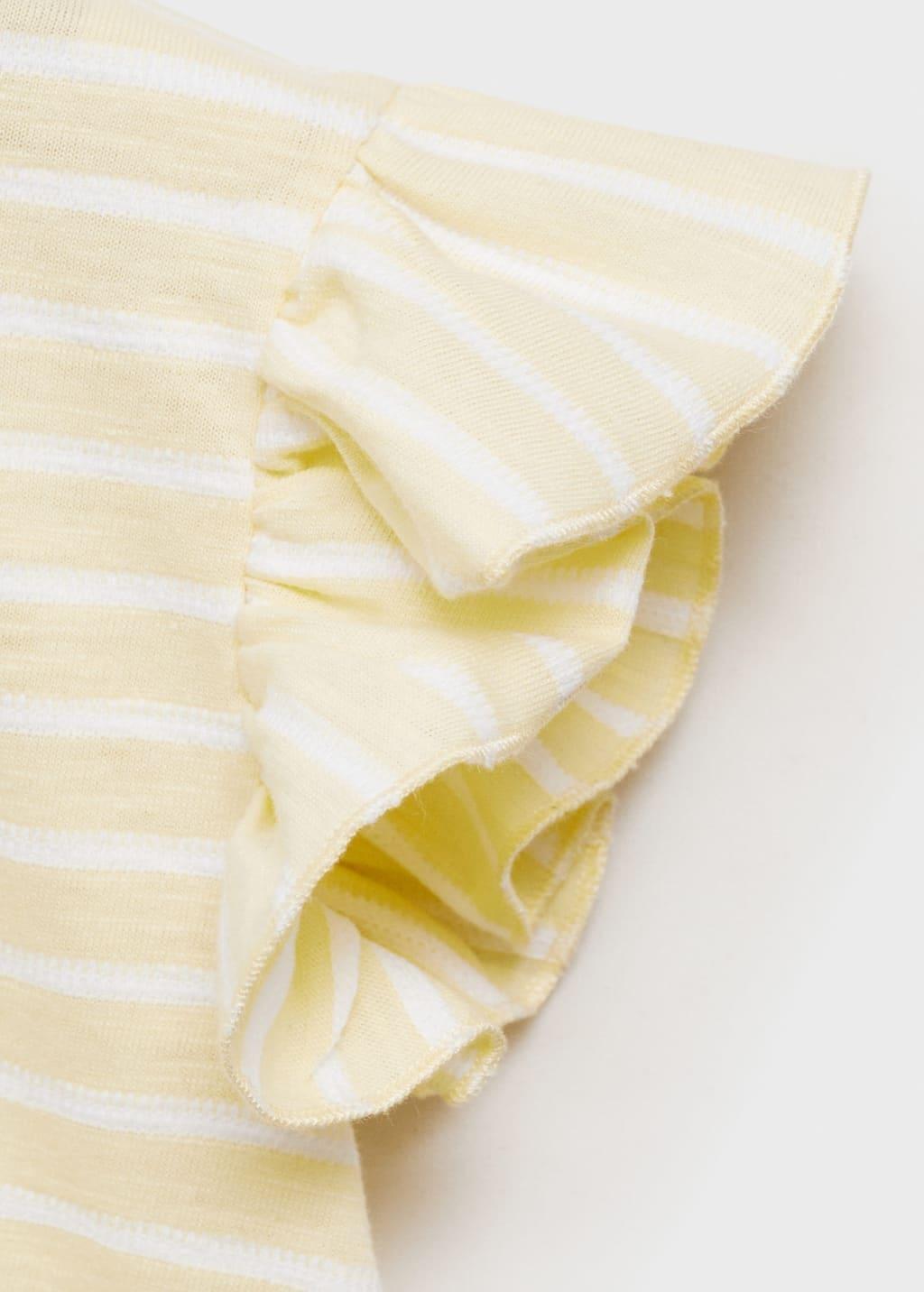 Yellow Cotton Striped T-Shirt, Kids Girls, , large image number 2