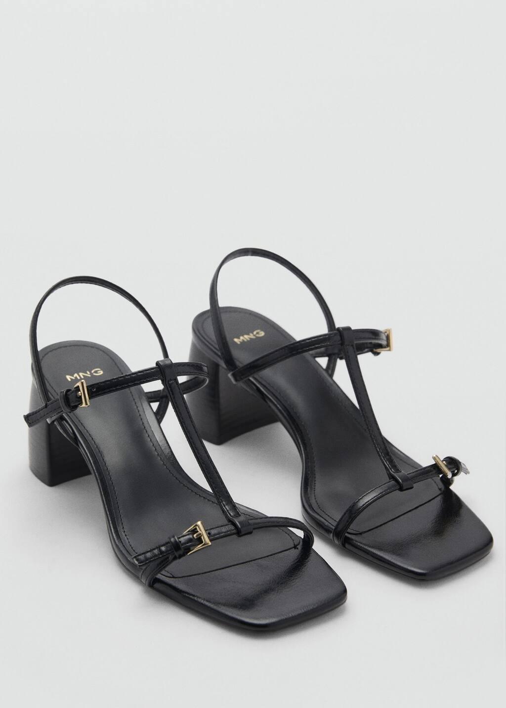 Black High-Heeled Sandals With Buckle Straps, , large image number 0