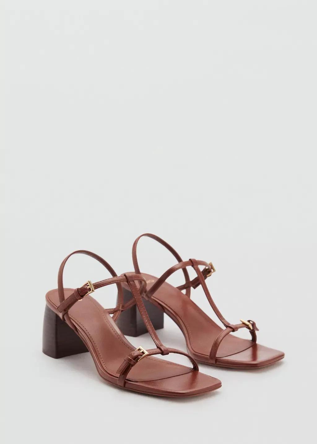 Brown High-Heeled Sandals With Buckle Straps, Medium Brown, large image number 0