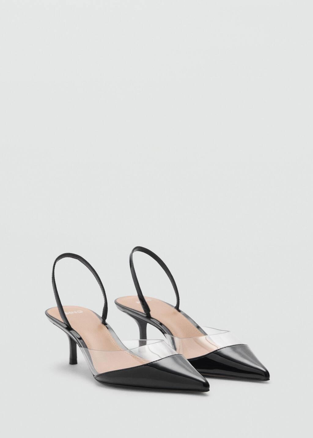 Black Heeled Shoes With Vinyl Panel, , medium