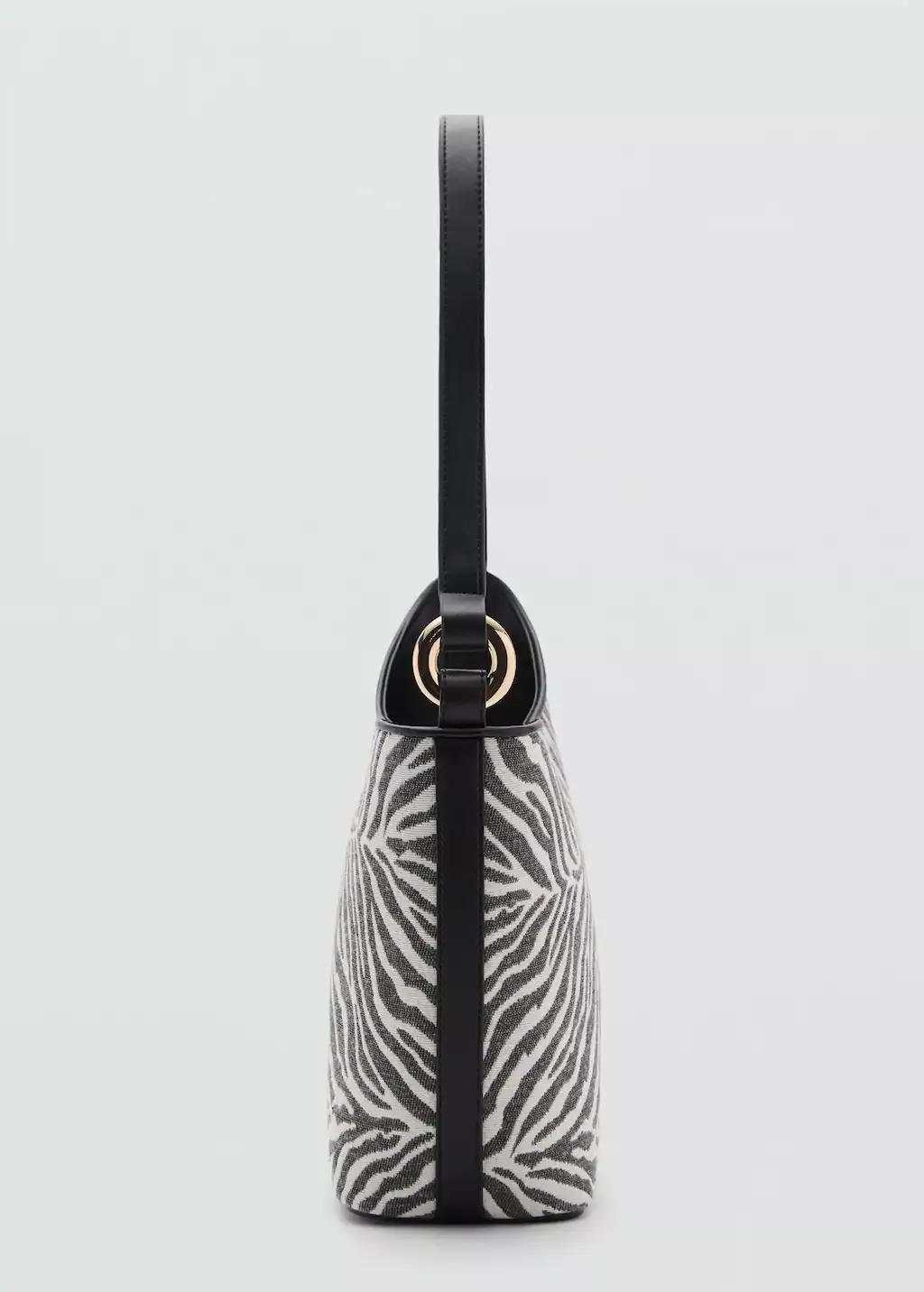 Black Large Zebra-Print Bucket Bag, 0201_99, large image number 1
