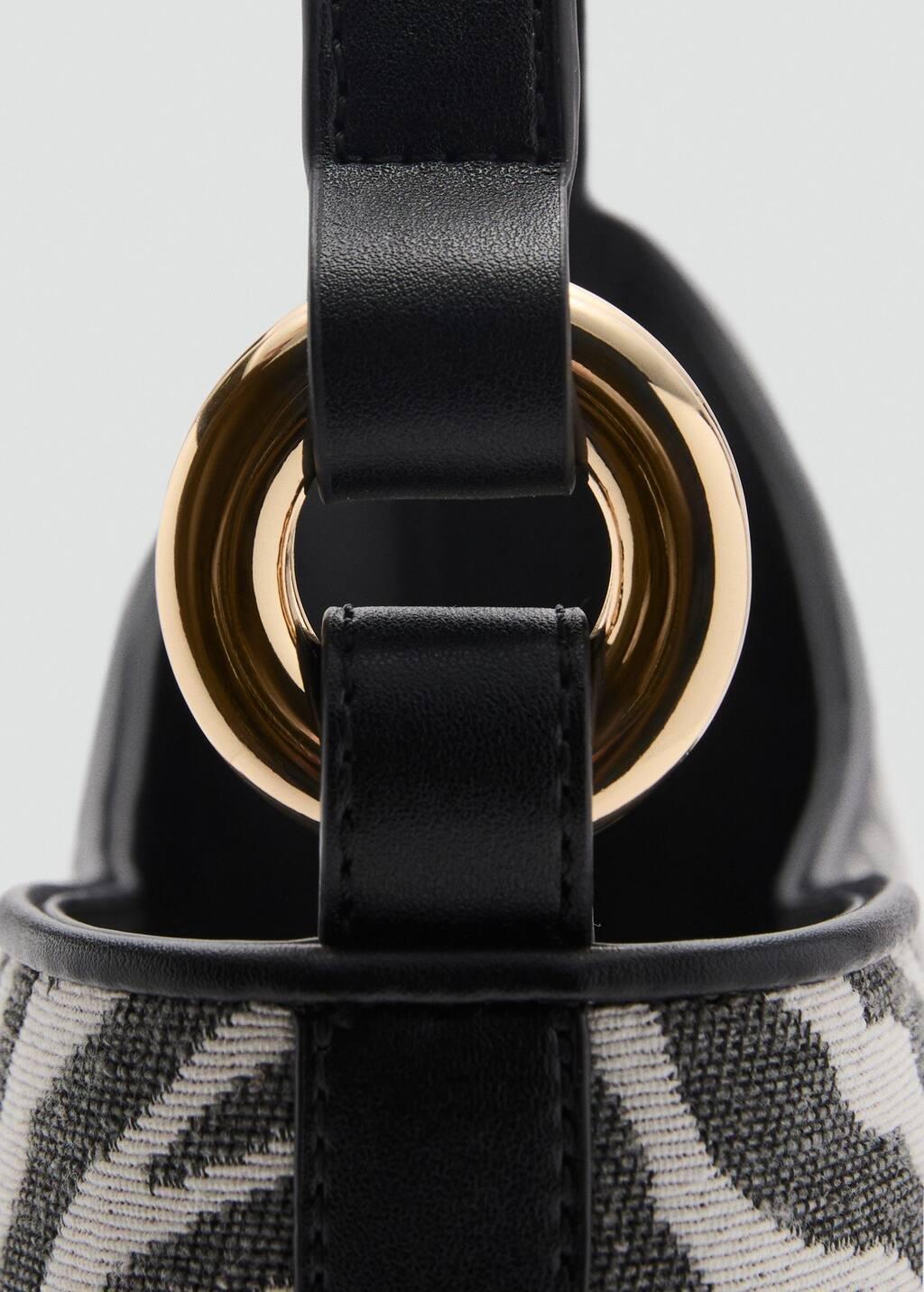Black Large Zebra-Print Bucket Bag, 0201_99, large image number 4