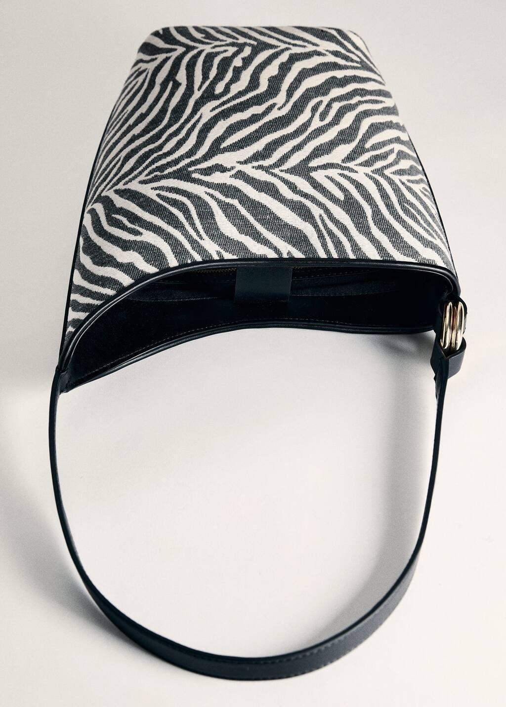 Black Large Zebra-Print Bucket Bag, 0201_99, large image number 5