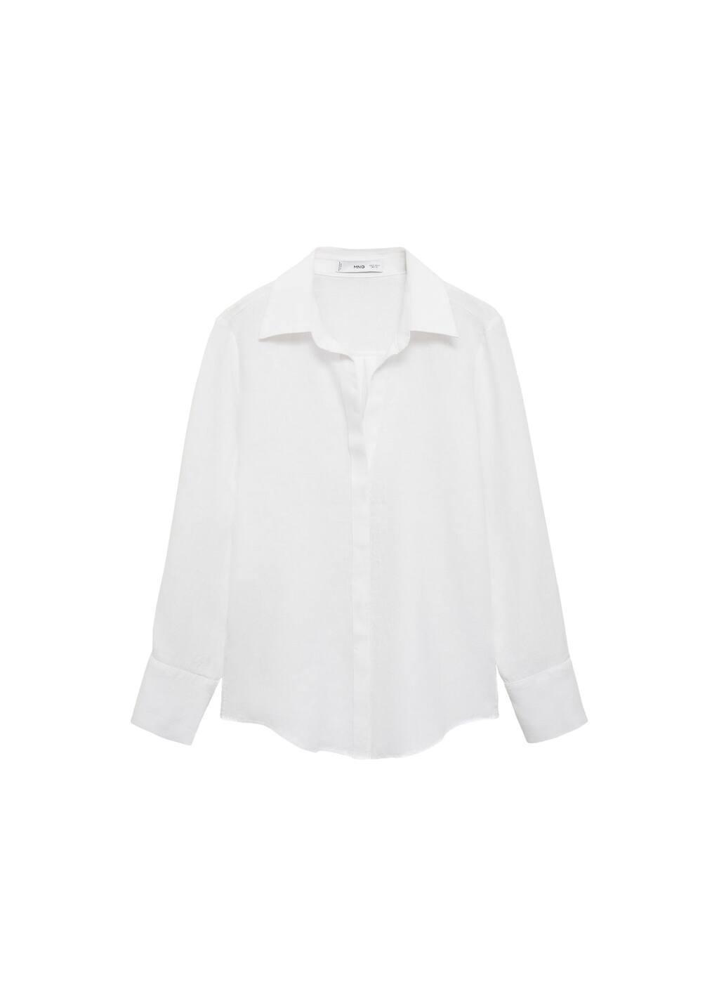 White Regular Linen Shirt, , large image number 0