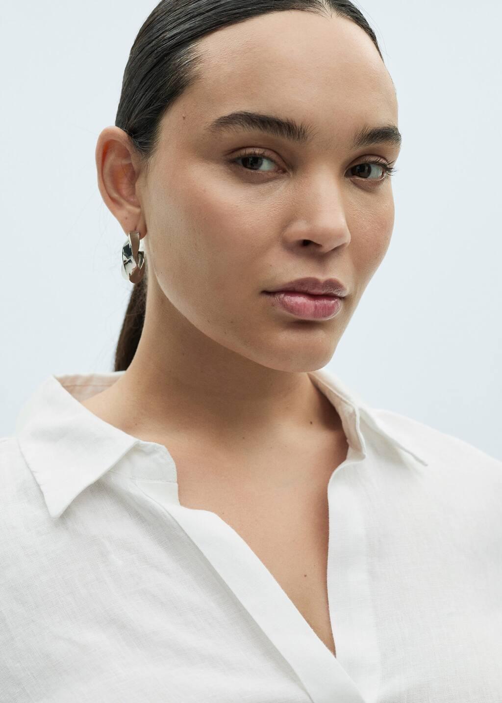 White Regular Linen Shirt, , large image number 2