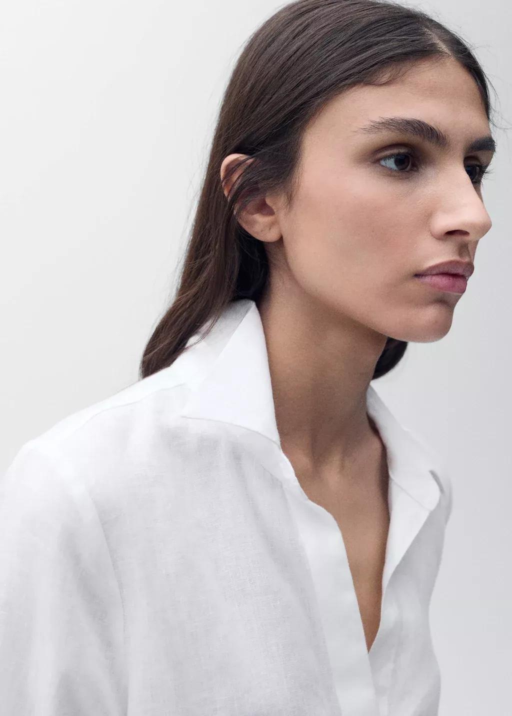 White Regular Linen Shirt, , large image number 3