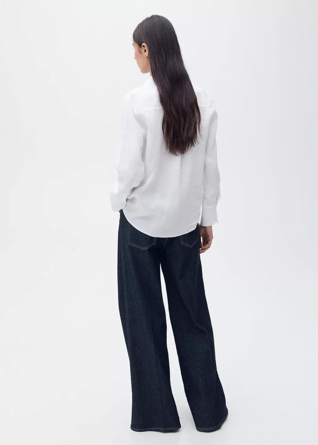 White Regular Linen Shirt, , large image number 8