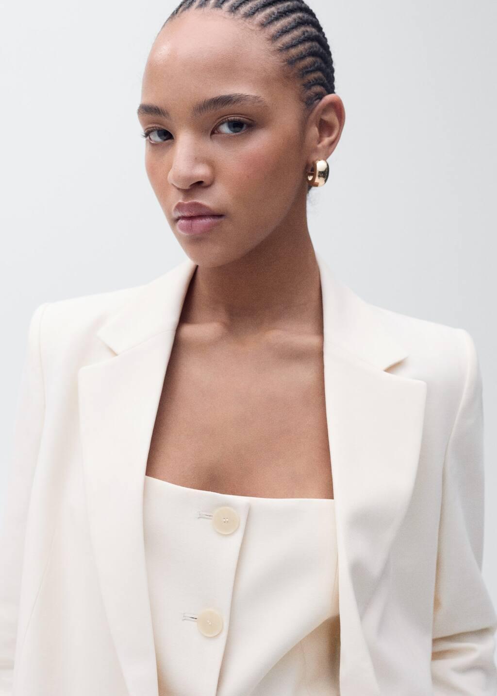 Beige Straight-Fit Suit Jacket, , large image number 1