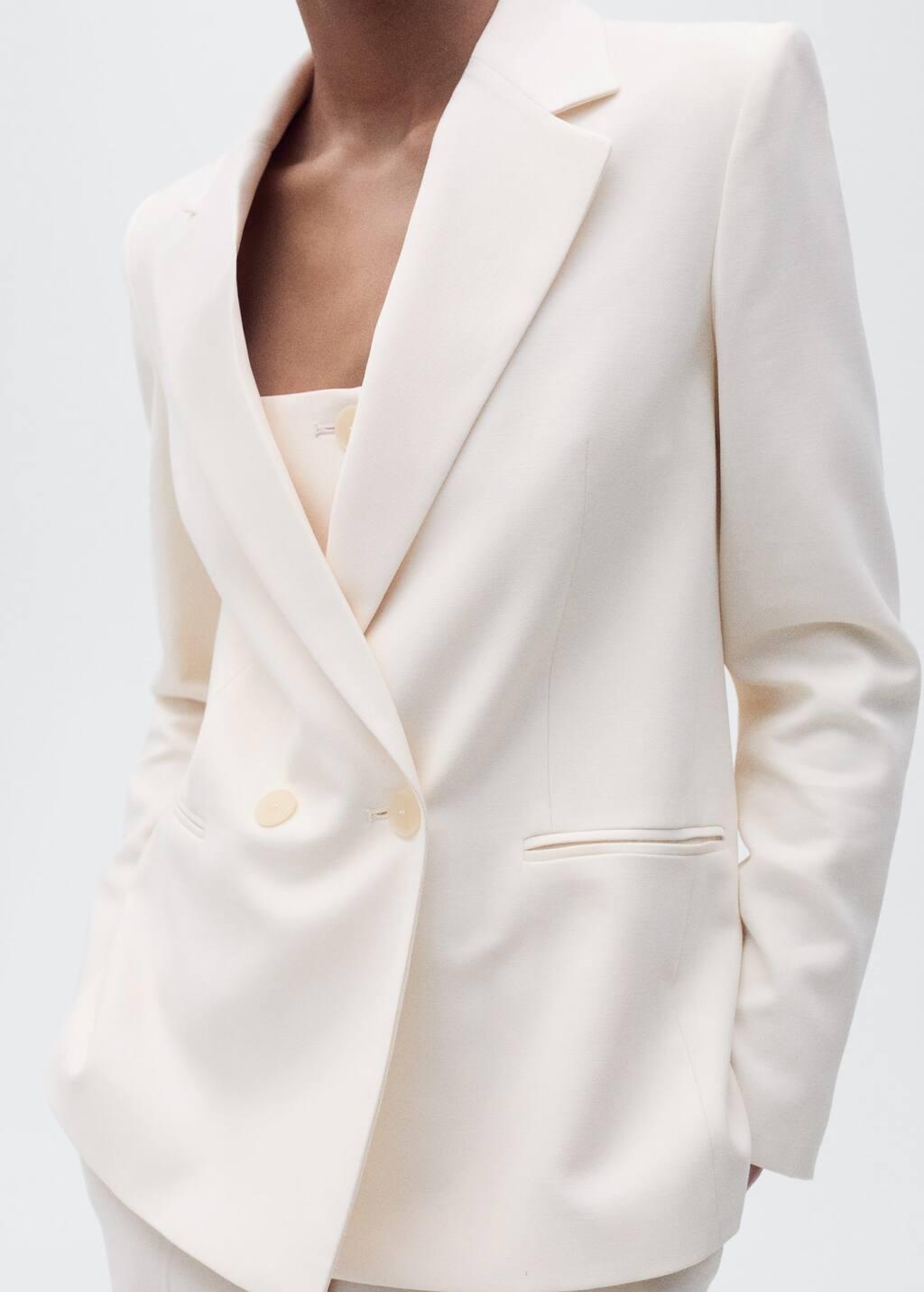Beige Straight-Fit Suit Jacket, , large image number 2
