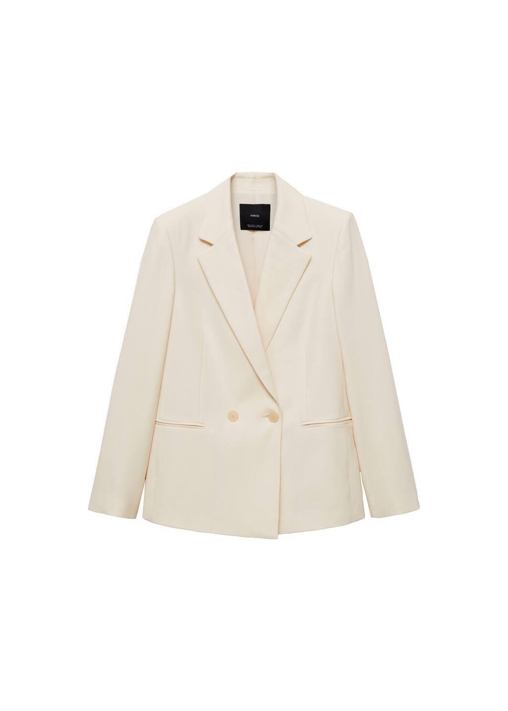 Beige Straight-Fit Suit Jacket, , large image number 5