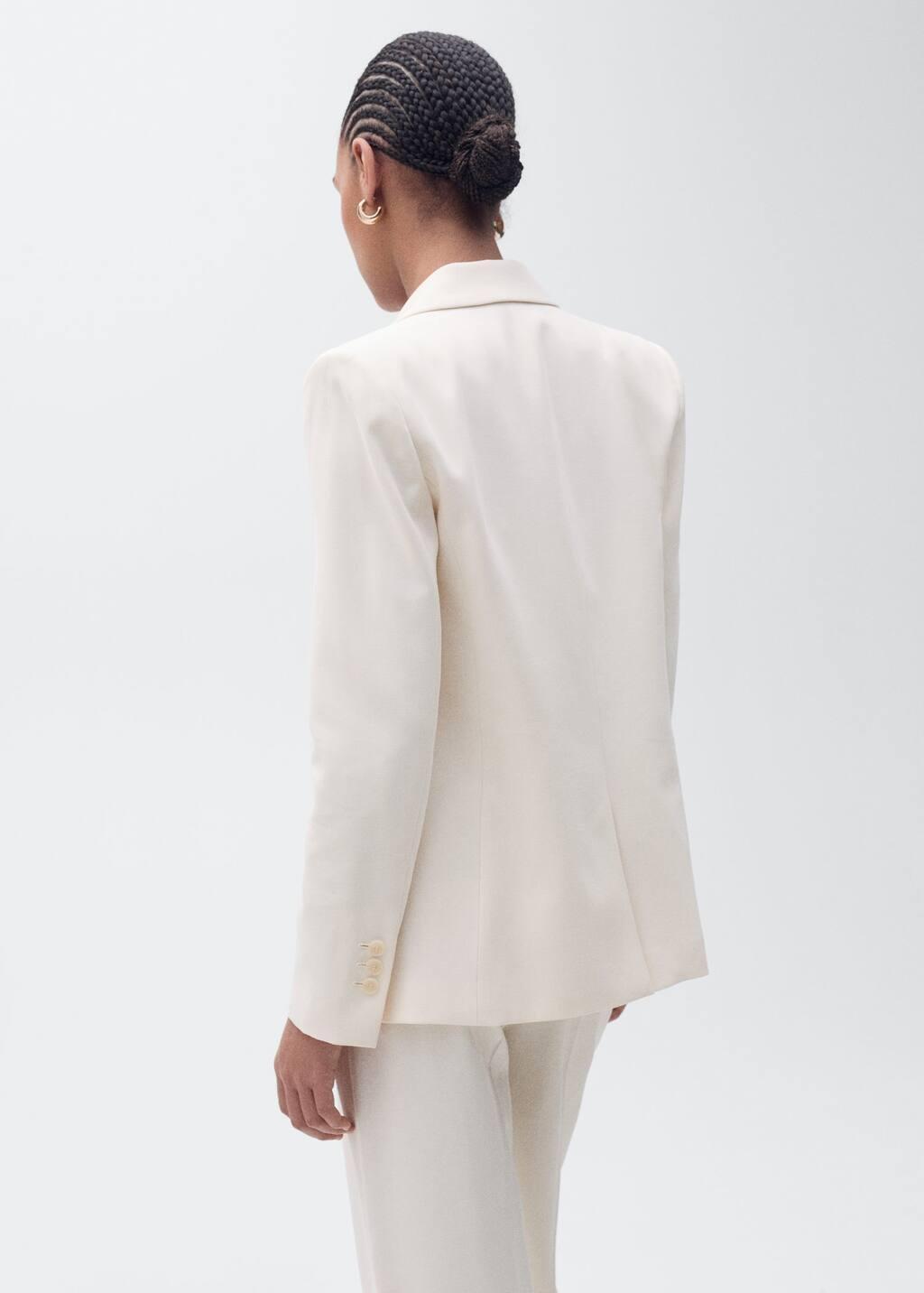 Beige Straight-Fit Suit Jacket, , large image number 8