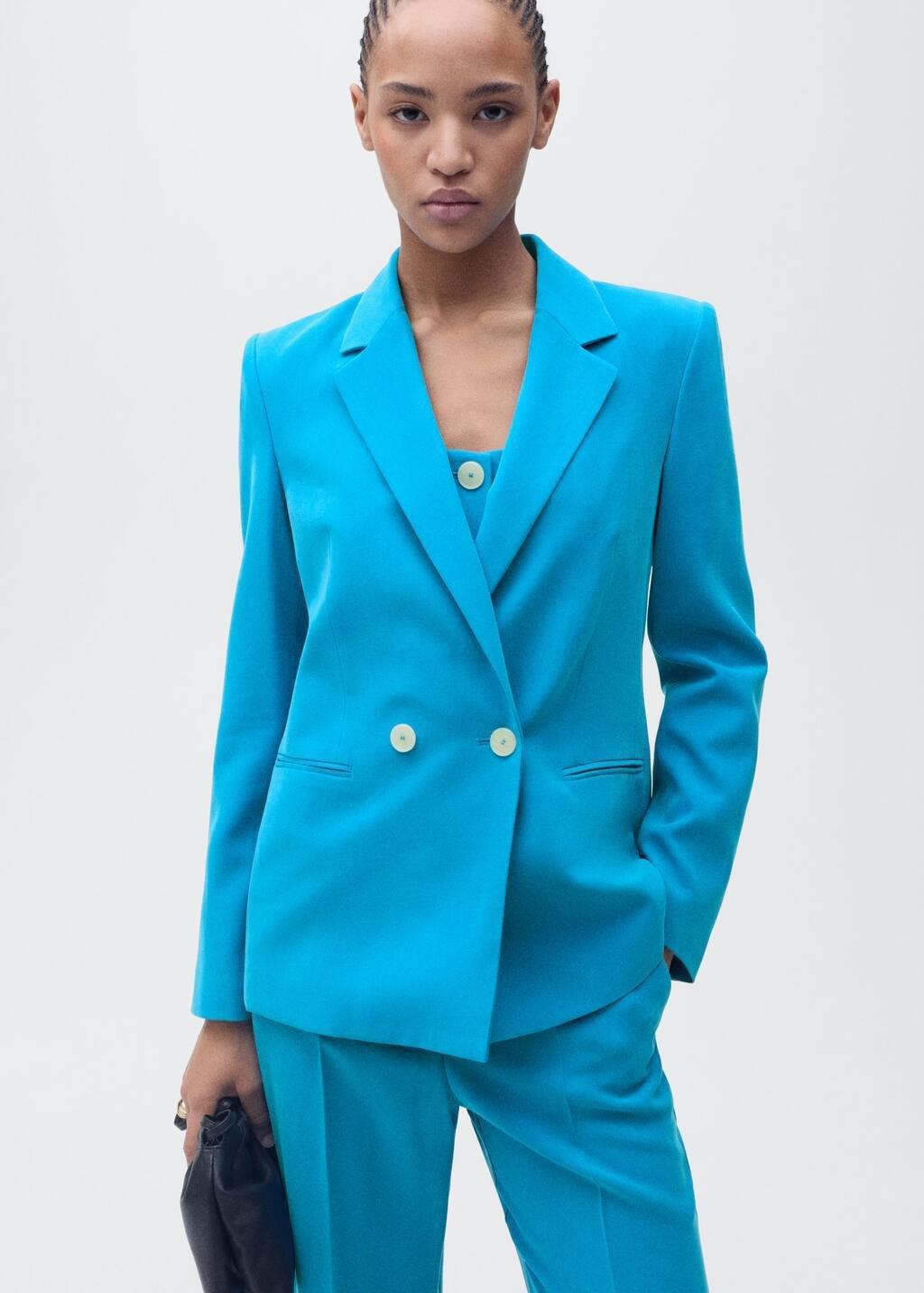 Blue Straight-Fit Suit Jacket, , medium