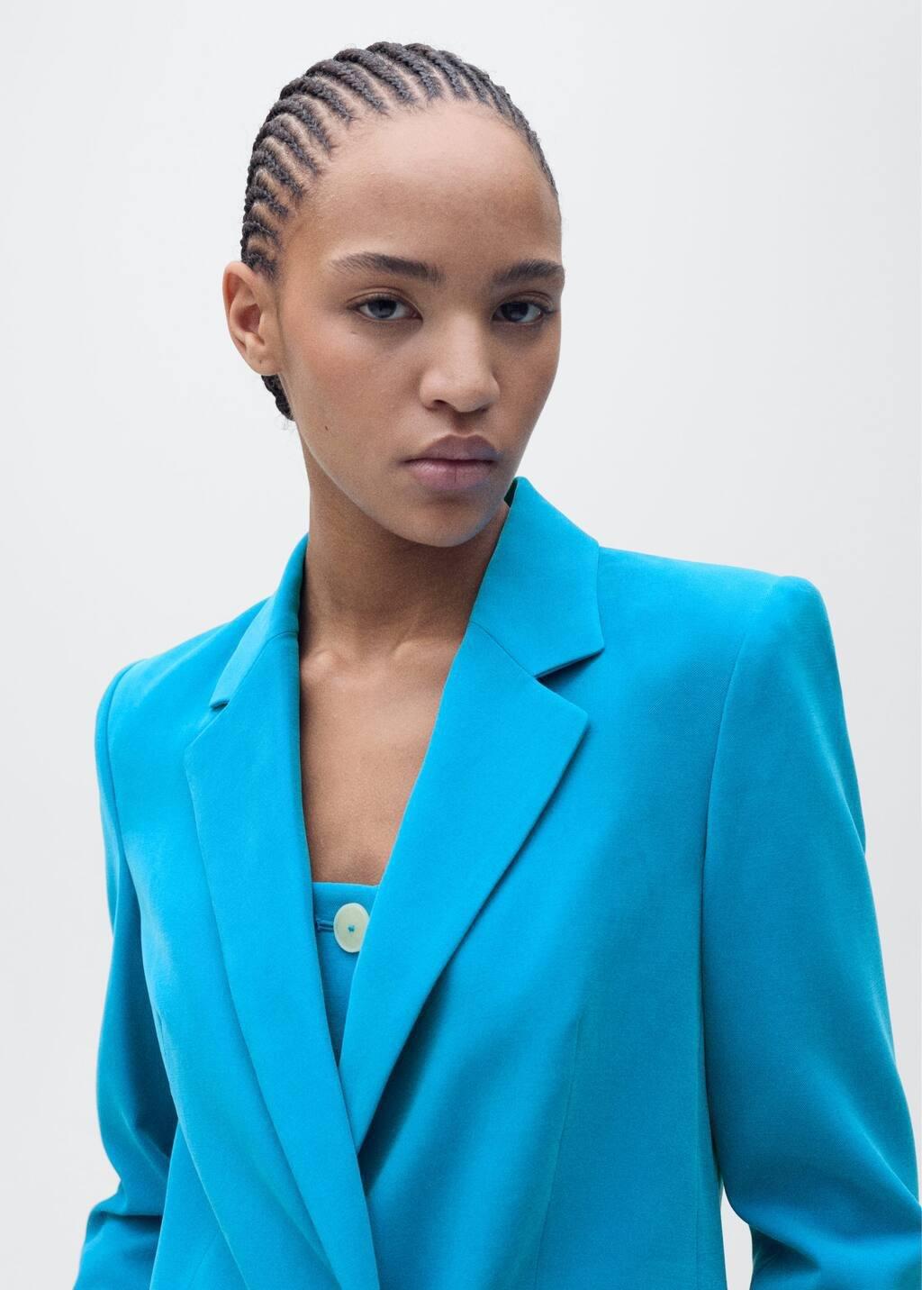 Blue Straight-Fit Suit Jacket, , large image number 1