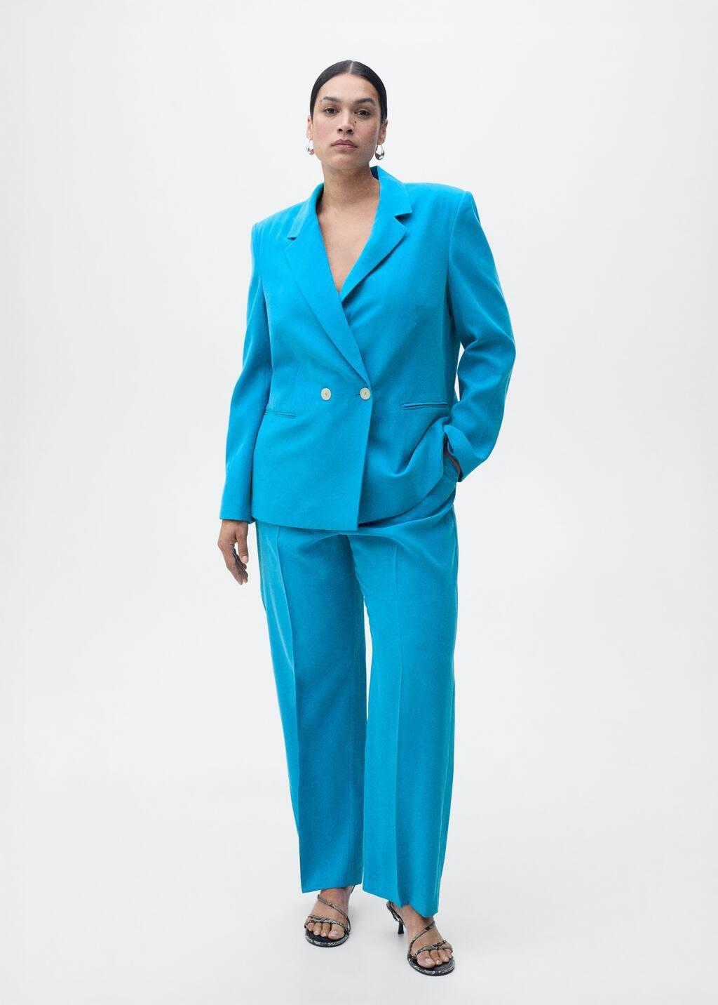 Blue Straight-Fit Suit Jacket, , large image number 2