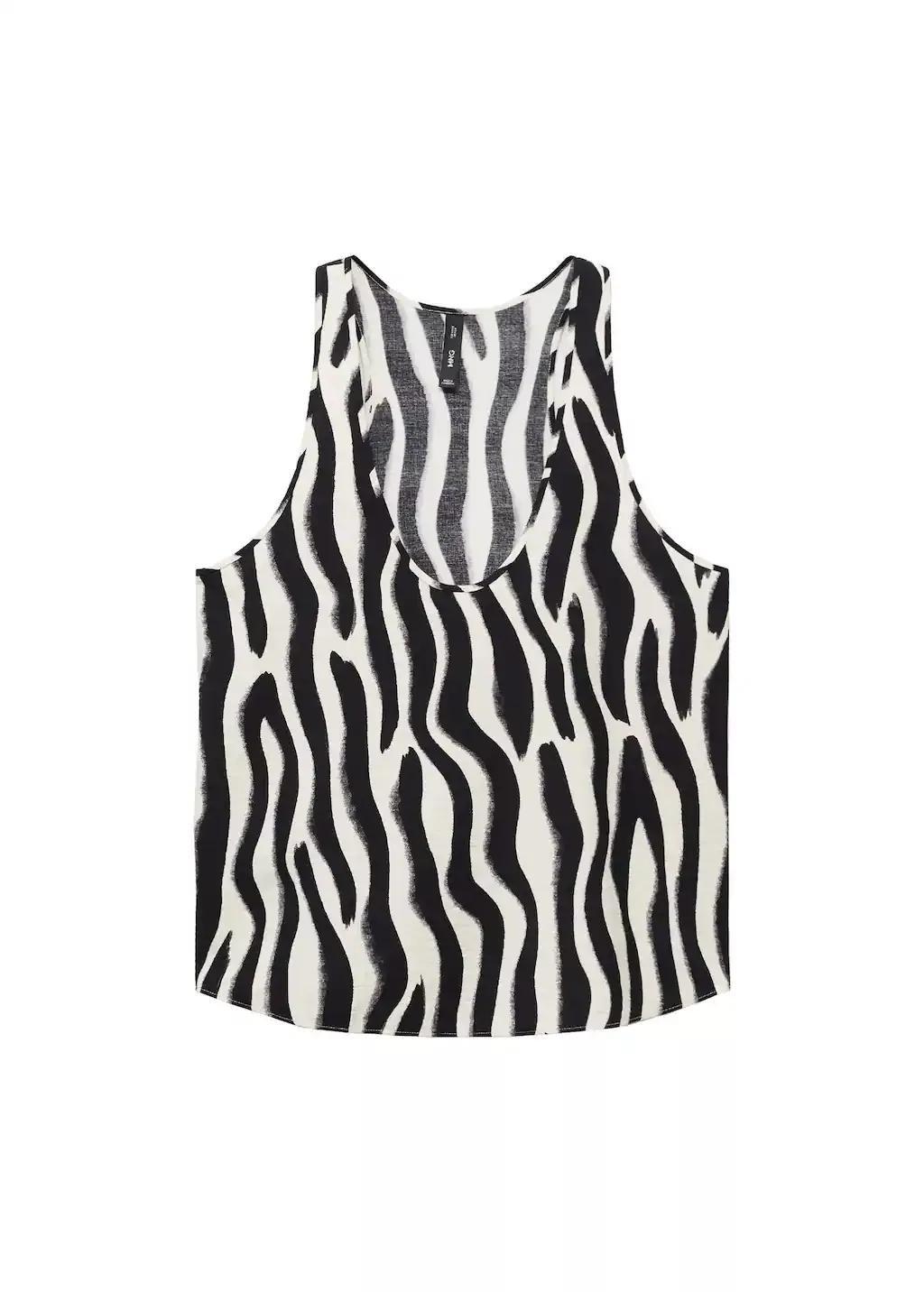 Beige Zebra-Print Strappy Top, , large image number 3