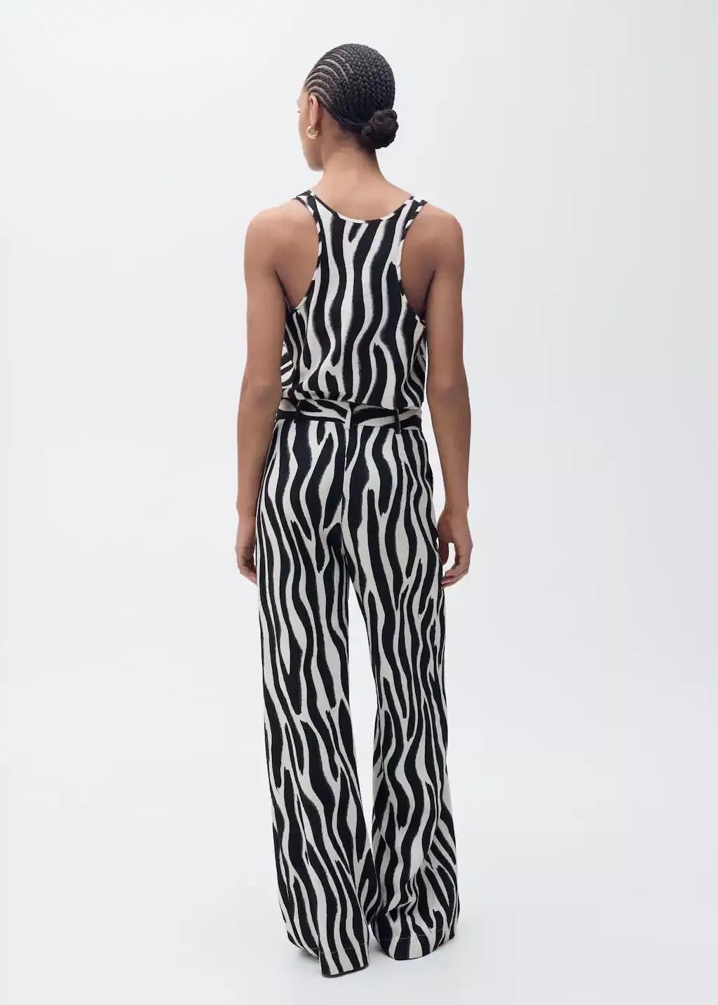 Beige Zebra-Print Strappy Top, , large image number 5