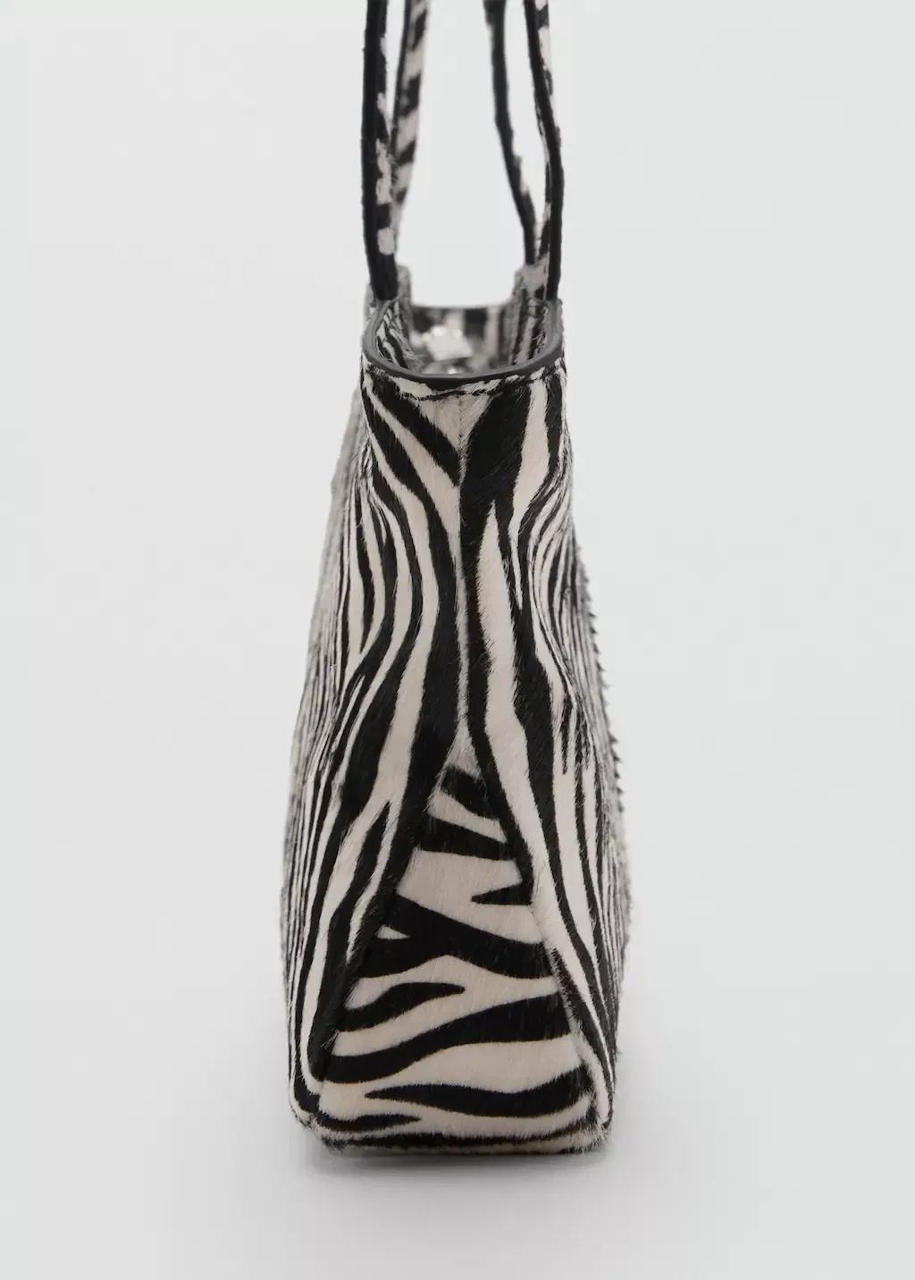 Black Zebra-Print Leather Bag, Black, large image number 1