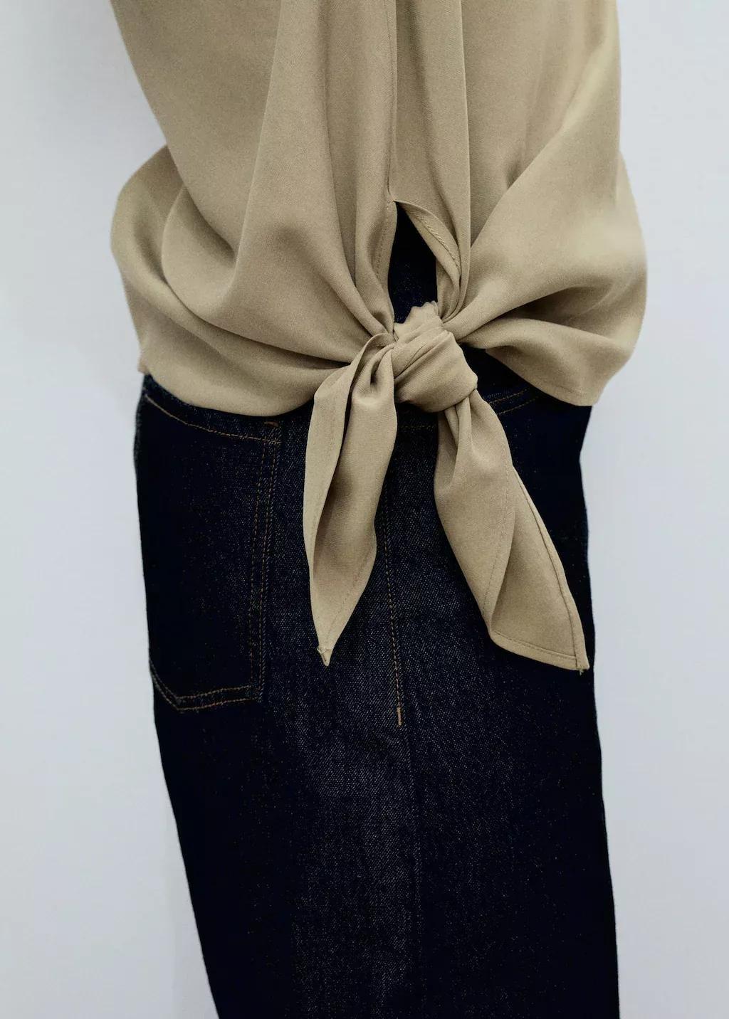 Khaki Asymmetrical Lyocell Top, , large image number 1