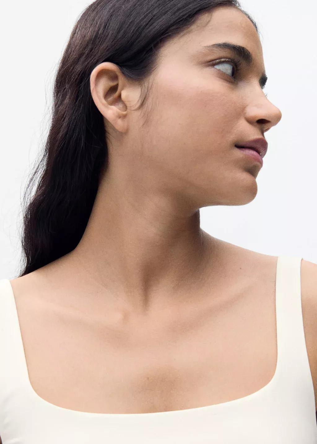 White Sleeveless Fitted Bodysuit, , large image number 1
